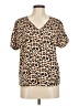 Assorted Brands Animal Print Tan Short Sleeve Blouse Size 6 - photo 1