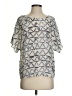 Partimi 100% Silk Silver Short Sleeve Silk Top Size 4 - photo 1