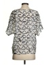 Partimi 100% Silk Silver Short Sleeve Silk Top Size 4 - photo 2