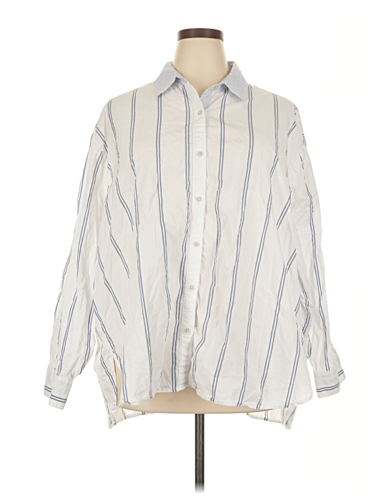 Pre-owned Aerie 3/4 Sleeve Button Down Shirt In Ivory