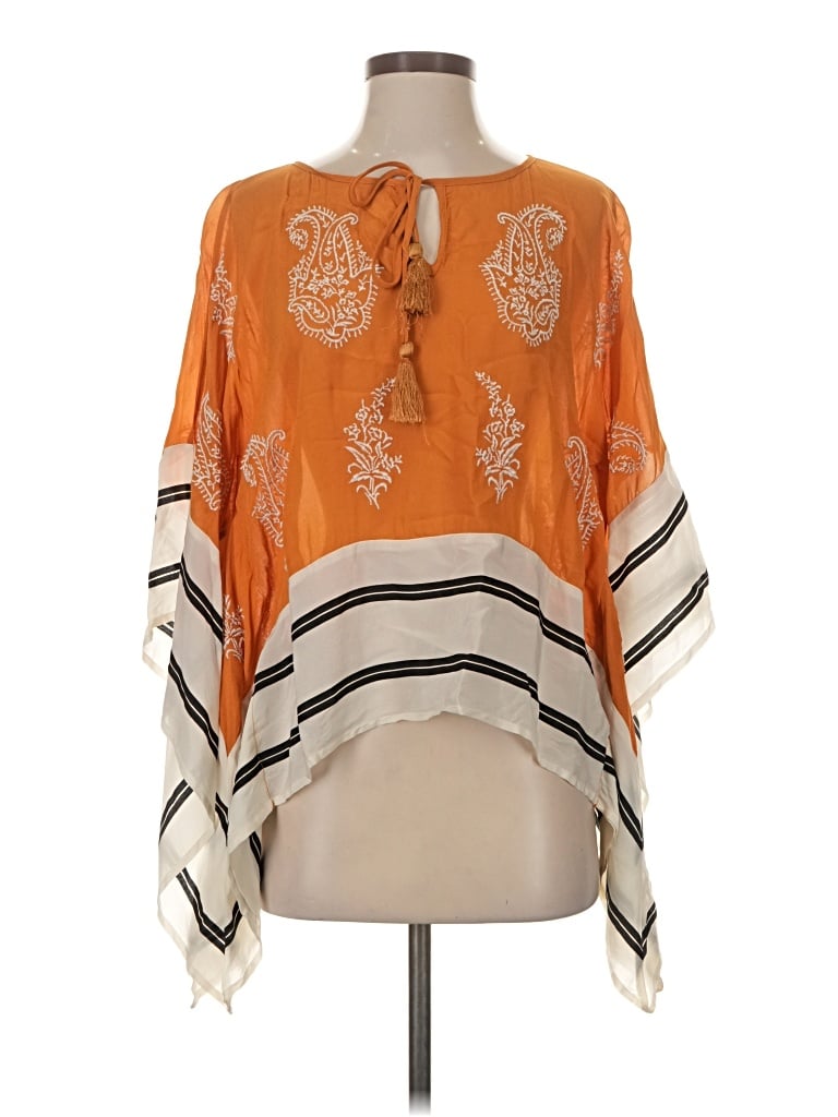 Pre-owned Floreat 3/4 Sleeve Blouse In Orange