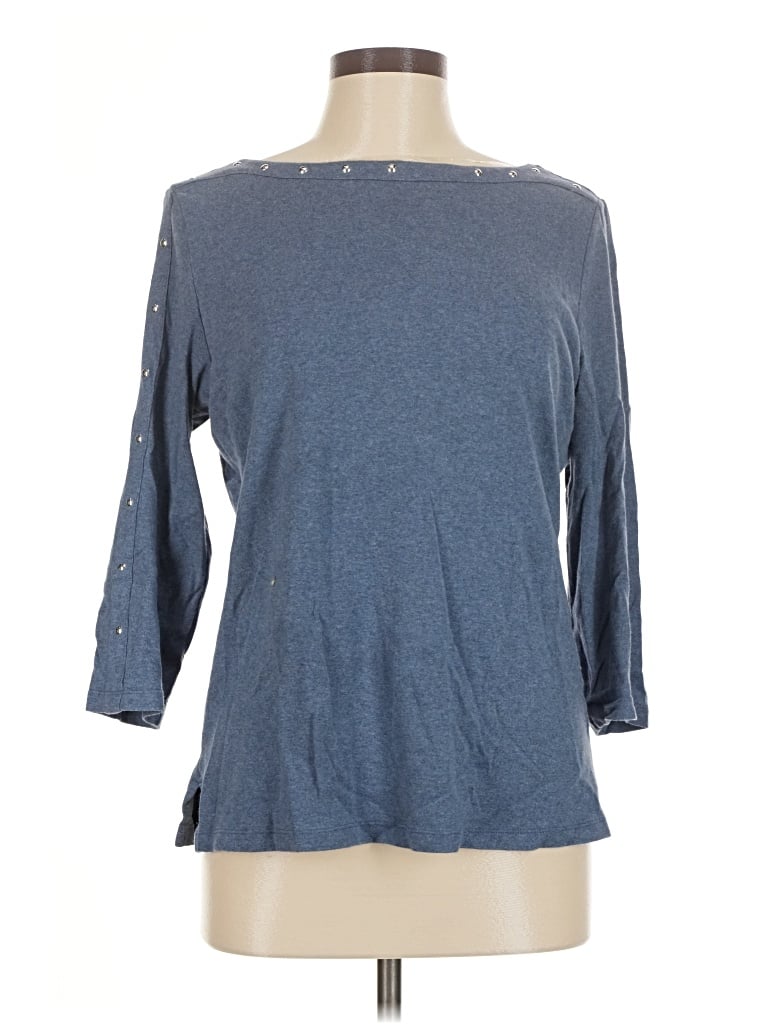 Pre-owned Karen Scott 3/4 Sleeve T-shirt In Blue