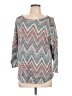 Absolutely Famous Chevron-herringbone Silver 3/4 Sleeve T-Shirt Size L - photo 1