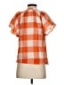 Maeve Checkered-gingham Orange Short Sleeve Blouse Size S - photo 2