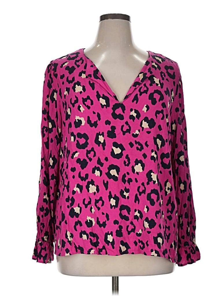 Pre-owned Crown & Ivy Long Sleeve Blouse In Pink