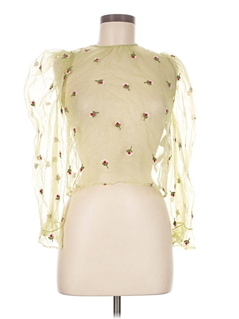 Pre-owned Zara 3/4 Sleeve Blouse In Ivory