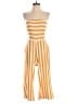 PrettyLittleThing 100% Polyester Stripes Orange Jumpsuit Size 6 - photo 1