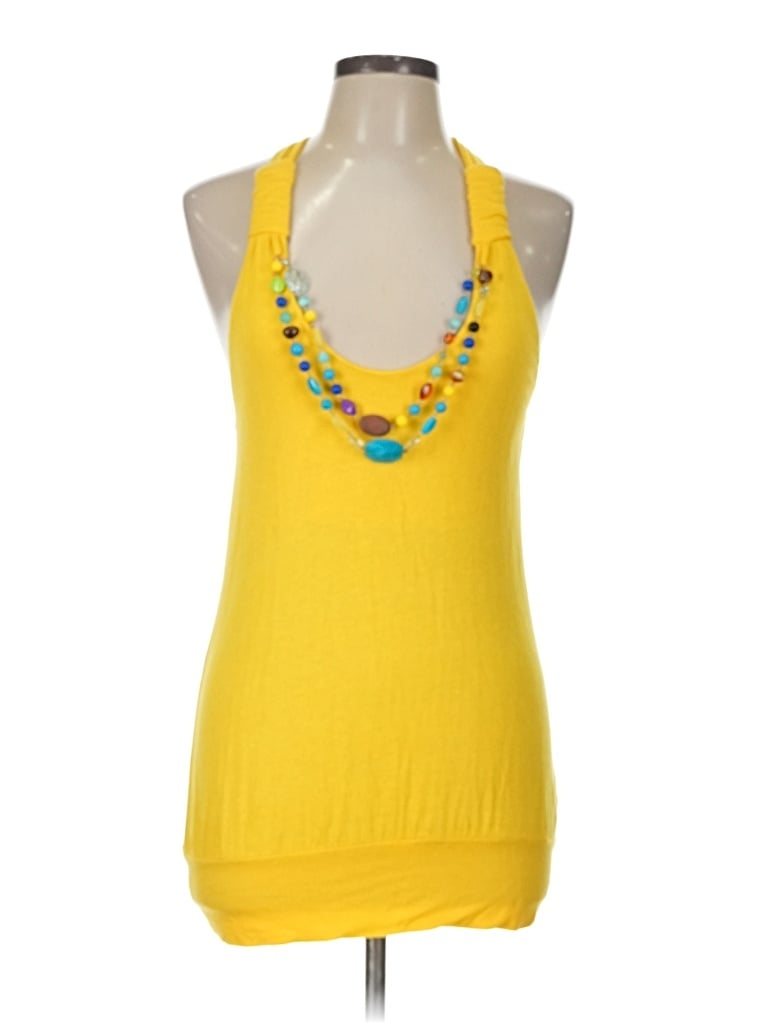 Pre-owned A. Byer Sleeveless Top Yellow Halter Neckline Tops