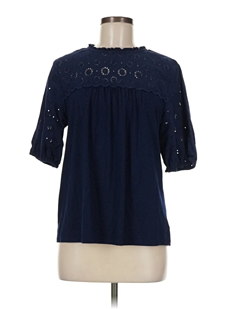 Pre-owned Crown & Ivy Short Sleeve Blouse In Blue