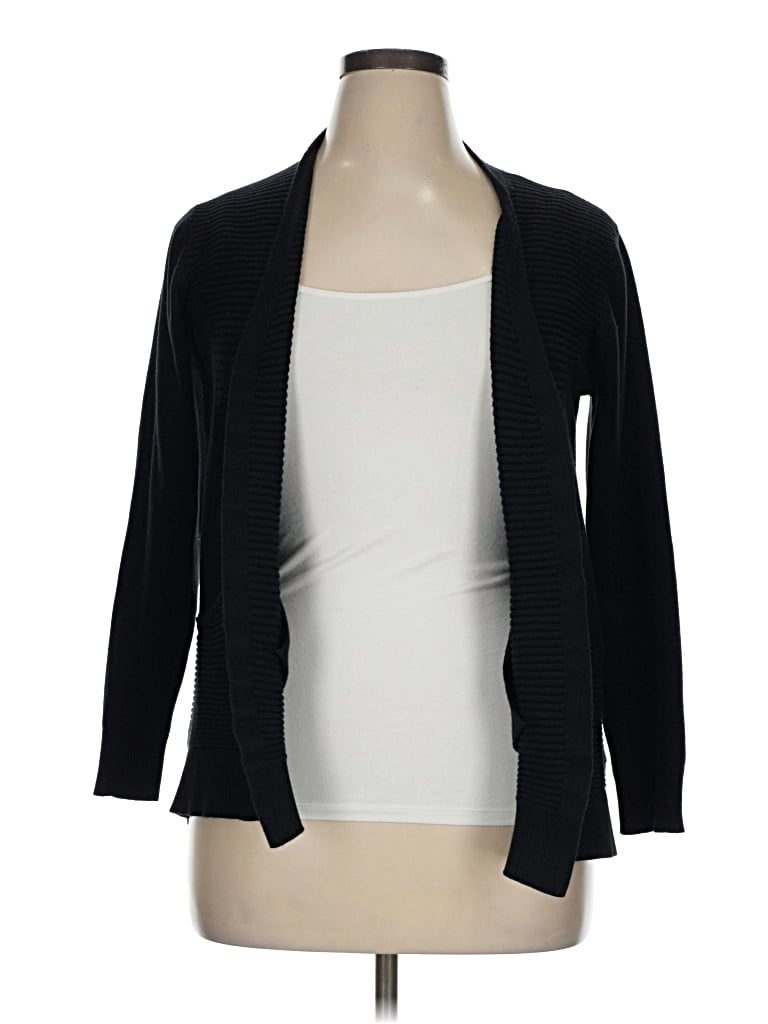 Pre-owned Cable & Gauge Cardigan Sweater In Black