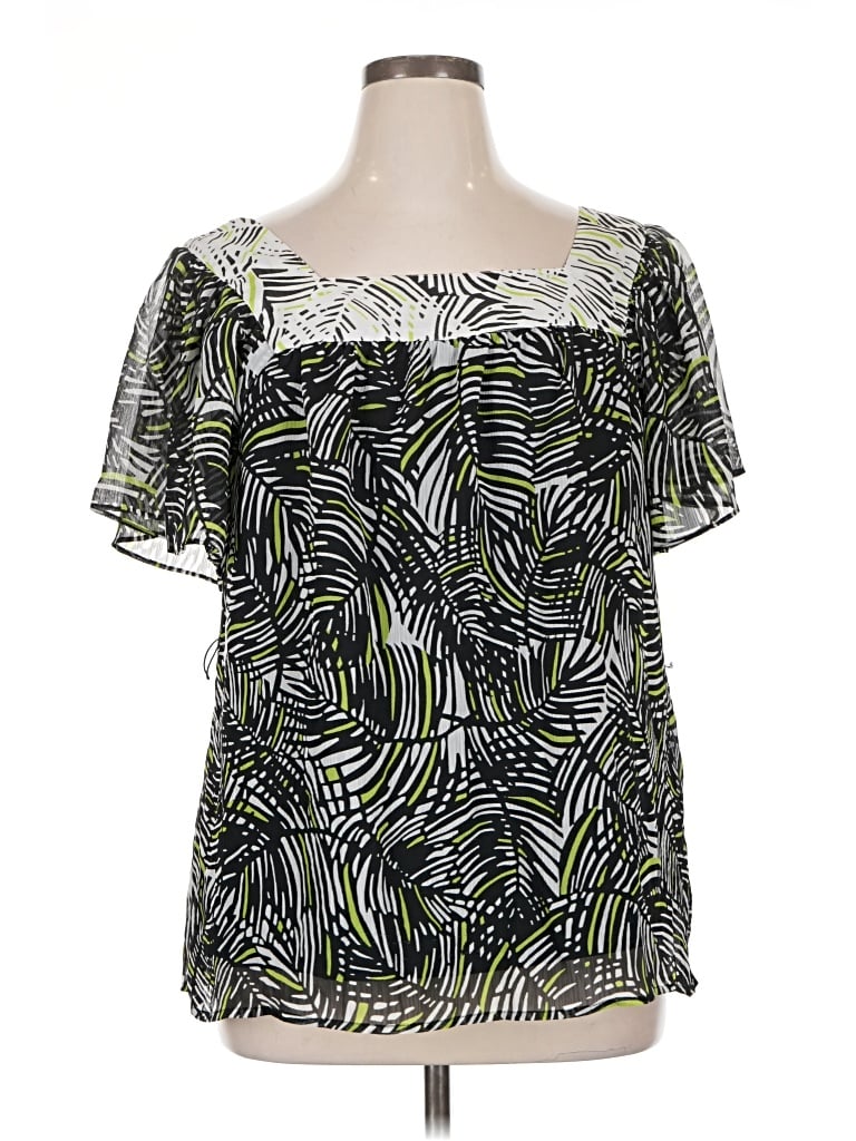 Pre-owned Worthington Short Sleeve Blouse In Green