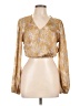 Blue Blush 100% Polyester Gold Long Sleeve Blouse Size L - photo 1