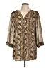 Mix & CO 100% Polyester Animal Print Gold 3/4 Sleeve Blouse Size L - photo 1