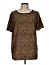 Lumiere 100% Polyester Animal Print Brown Short Sleeve Top Size L - photo 1