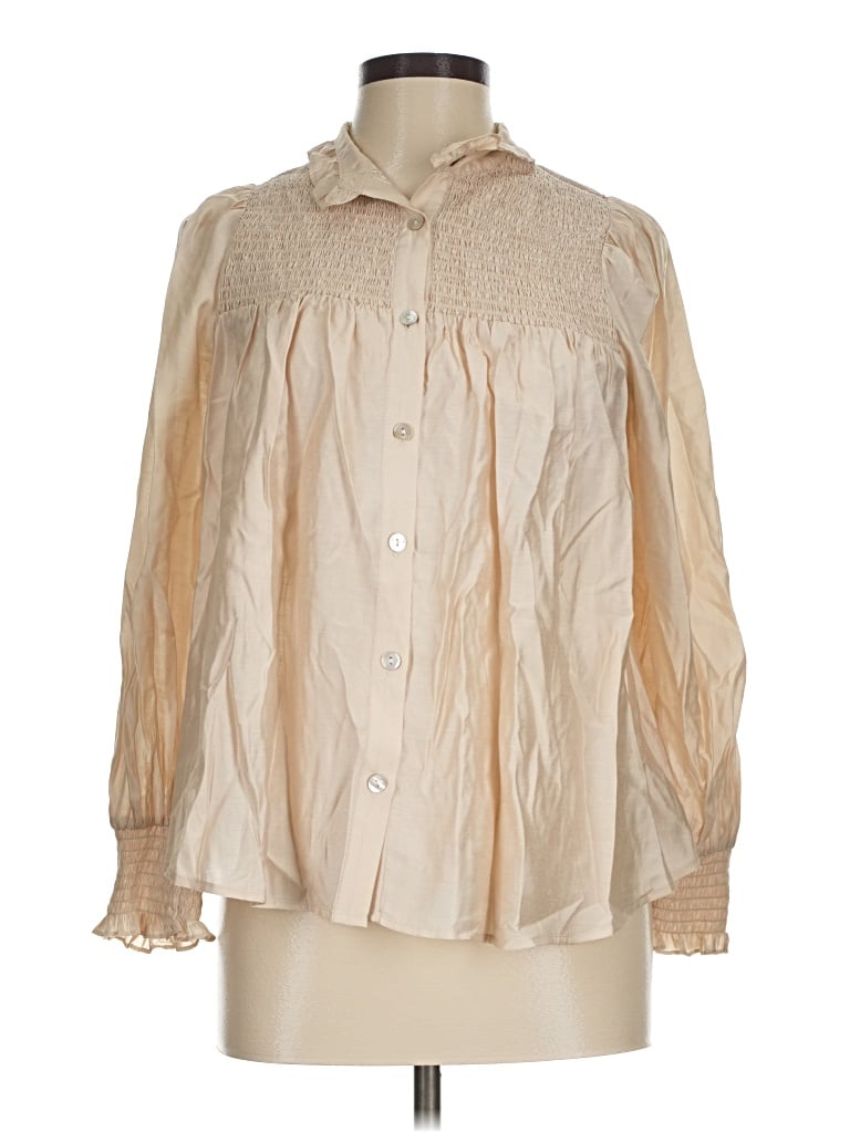 Pre-owned Pomander Place Long Sleeve Blouse In Ivory