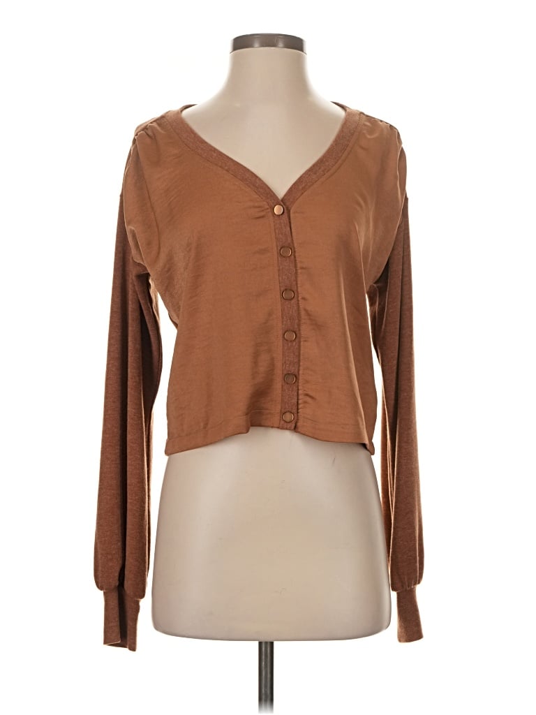 Shabby Chic Cardigan Sweater In Brown
