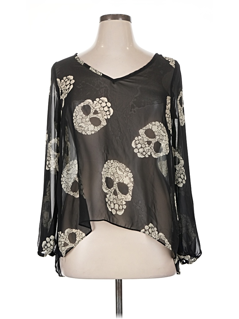 Pre-owned Love Culture 3/4 Sleeve Blouse In Black