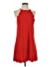 Ivory Solid Red Casual Dress Size S - photo 1