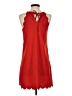 Ivory Solid Red Casual Dress Size S - photo 2