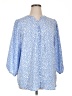 Monday Fun 100% Polyester Floral Blue 3/4 Sleeve Blouse Size 1X - photo 1