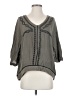 Tea & Cup Gray 3/4 Sleeve Blouse Size S - photo 1