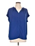 Pleione 100% Polyester Blue Short Sleeve Blouse Size L - photo 1