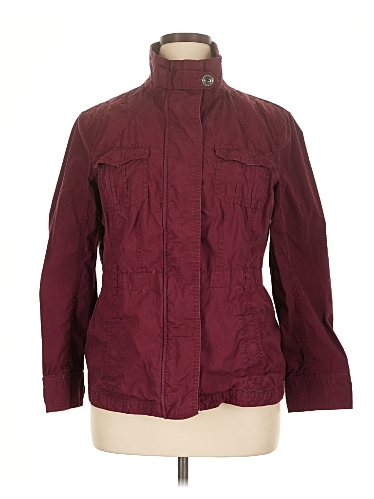 Pre-owned Christopher & Banks Jacket In Burgundy
