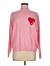 Naif 100% Viscose Hearts Pink Turtleneck Sweater One size - photo 1