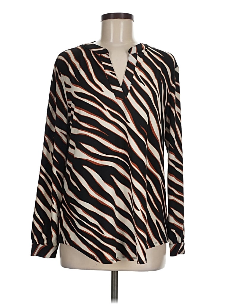 Pre-owned Anne Klein Long Sleeve Blouse In Brown