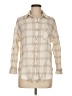Love Notes 100% Cotton Plaid Ivory Long Sleeve Button-Down Shirt Size M - photo 1