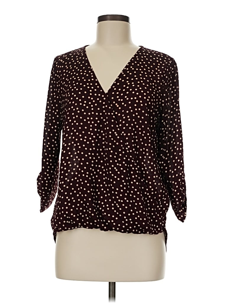 Pre-owned West Kei 3/4 Sleeve Blouse In Burgundy
