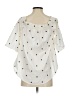 H&M 100% Polyester Polka Dots Ivory Short Sleeve Blouse Size 4 - photo 2