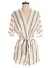Lush 100% Rayon Stripes Ivory Romper Size S - photo 1