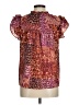 Rose + Olive Animal Print Burgundy Short Sleeve Blouse Size M - photo 2