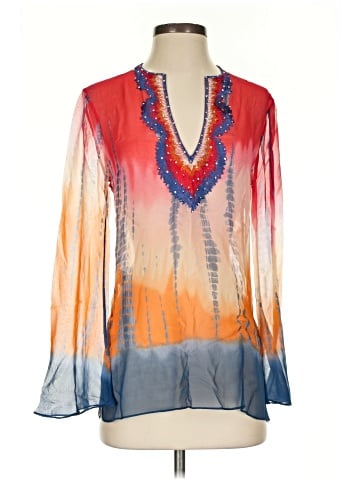 BCBGMAXAZRIA Long Sleeve Silk Top (view 1)
