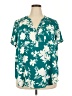 Torrid 100% Polyester Tropical Teal Short Sleeve Blouse Size 2X Plus (2) - photo 1