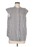 St. John Stripes Silver Sleeveless Button-Down Shirt Size M - photo 1
