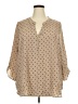 Cure 100% Polyester Tan 3/4 Sleeve Henley Size 3X - photo 1
