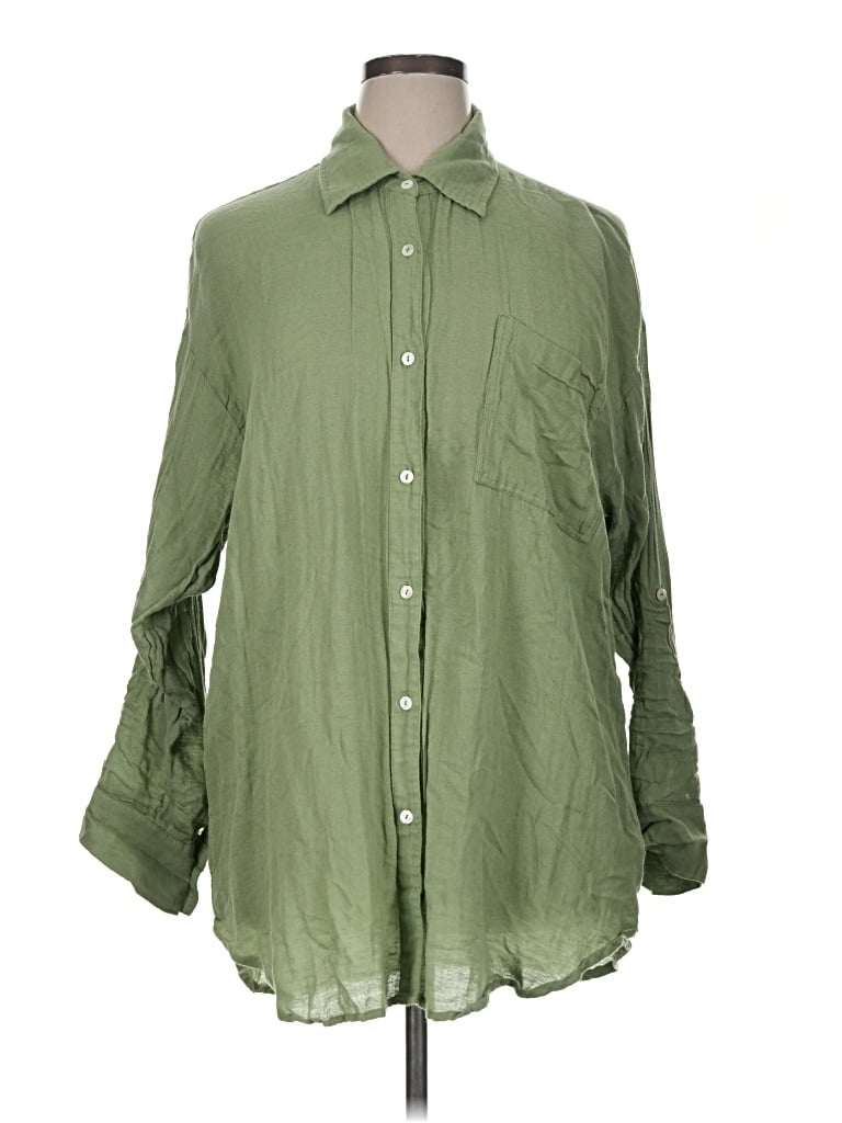 Pre-owned Rip Curl Long Sleeve Polo Shirt In Green