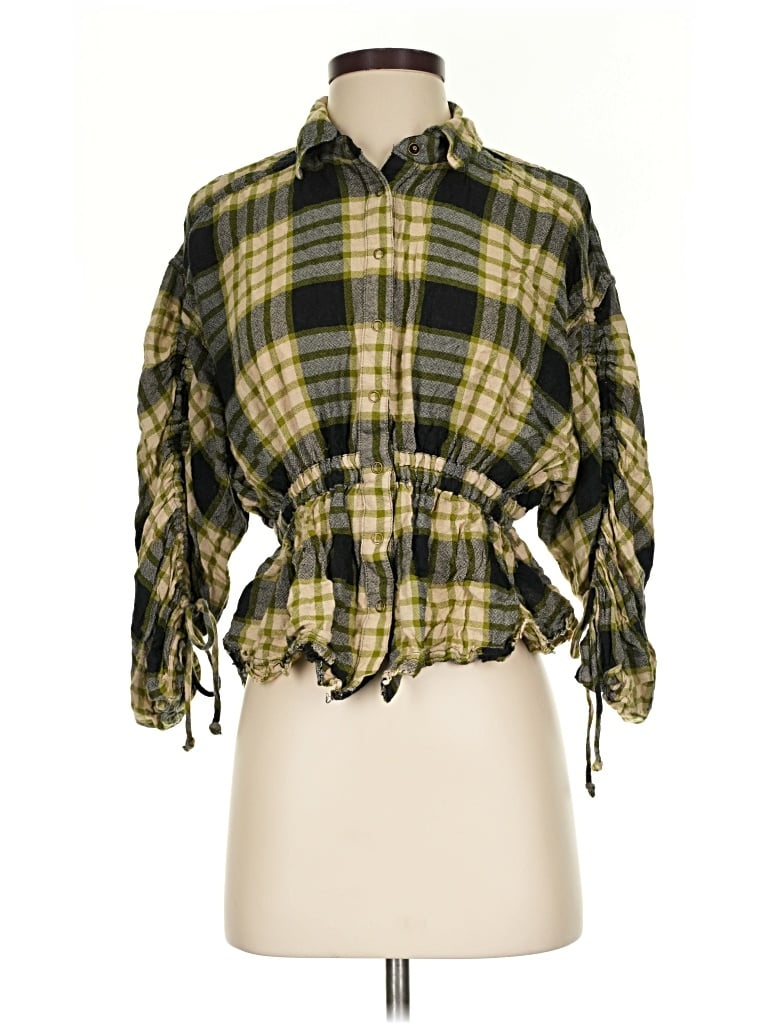 Pre-owned We The Free 3/4 Sleeve Blouse In Green
