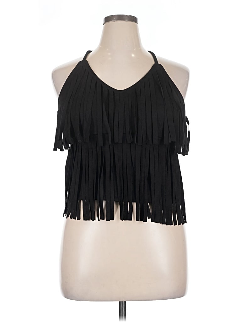 Pre-owned Unbranded Tank Top Black Halter Neckline Tops