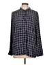 Japna 100% Polyester Checkered-gingham Blue Long Sleeve Blouse Size L - photo 1
