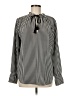 Ann Taylor 100% Polyester Stripes Black Long Sleeve Blouse Size M - photo 1