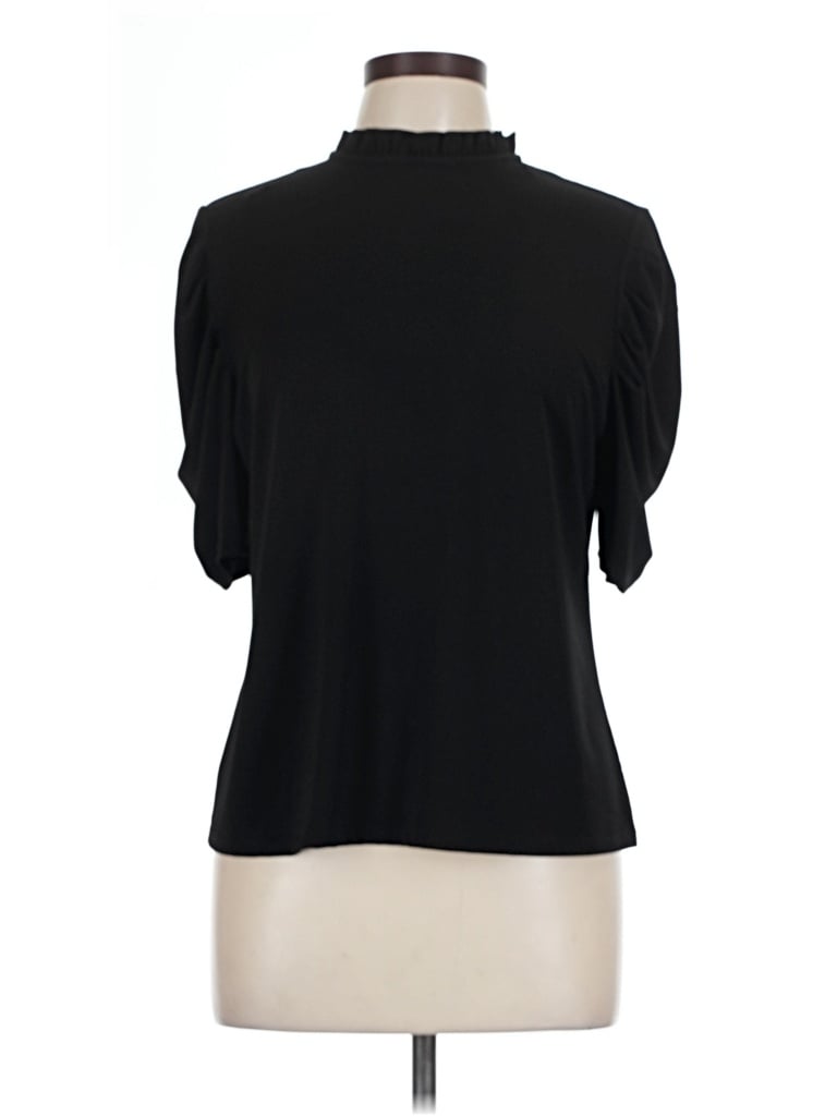 Pre-owned Cece Short Sleeve Top Black Turtleneck Tops