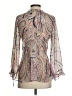 Future Vintage 100% Polyester Paisley Gray Long Sleeve Blouse Size S - photo 2
