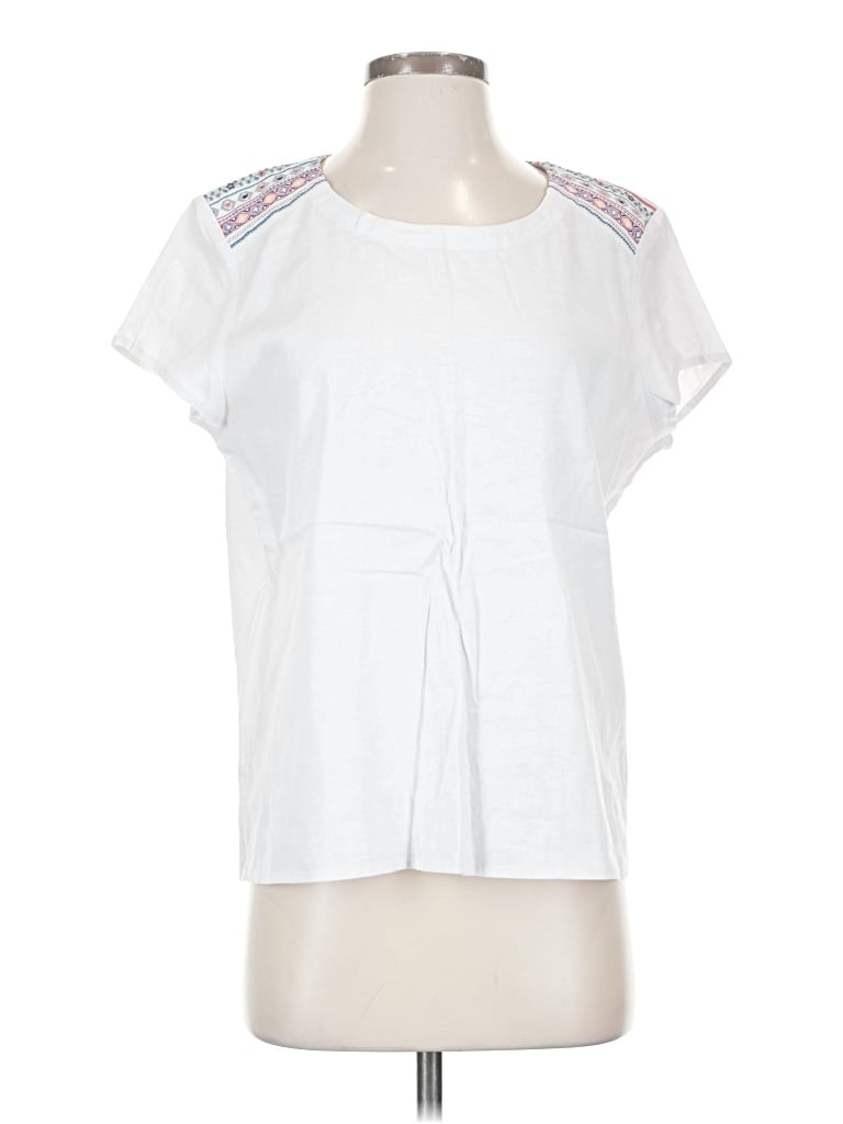 Pre-owned Aventura Short Sleeve Top White Crew Neck Tops