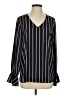 Three Eighty Two 100% Polyester Stripes Black Long Sleeve Blouse Size S - photo 1