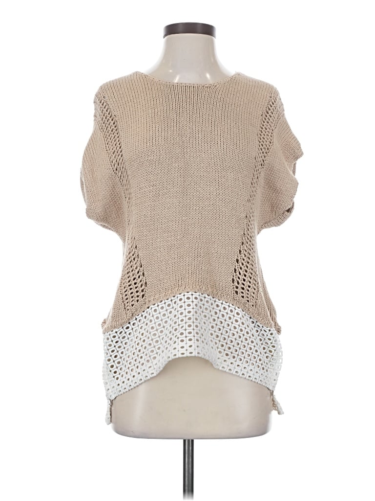 Pre-owned One Grey Day 3/4 Sleeve Blouse In Tan