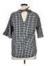 Assorted Brands Houndstooth Black Short Sleeve Blouse Size XL (estimated) - photo 2