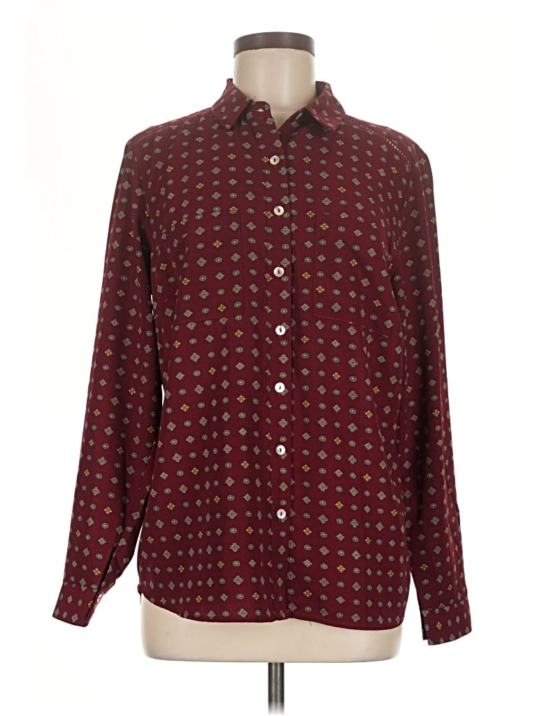 Pre-owned Premise Studio Long Sleeve Blouse In Burgundy